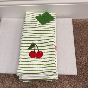 kate spade cherry stripe polka dot set of 3 kitchen towels NWT